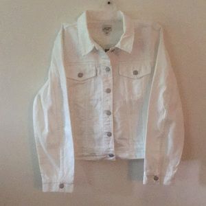J Crew White Denim Jacket Coat Brand New XL